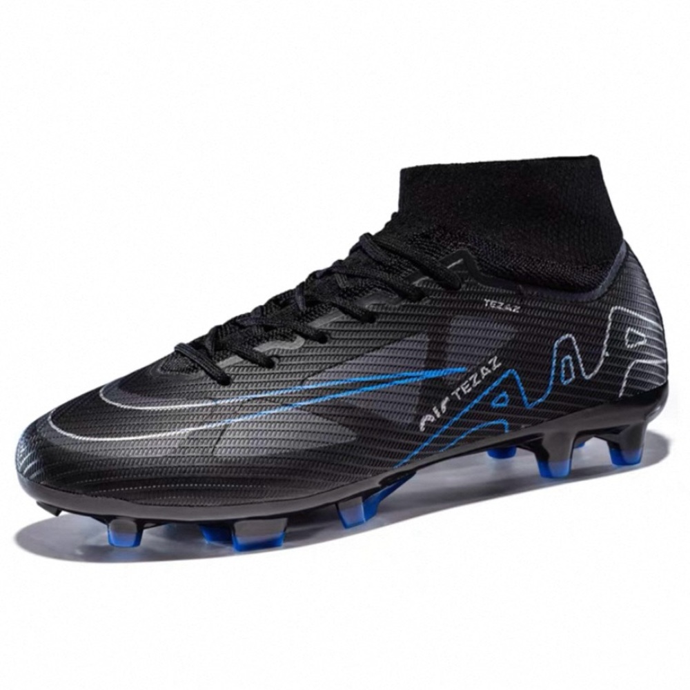 Nike Black and Blue Athletic Soccer Cleats with Sock-Like Collar